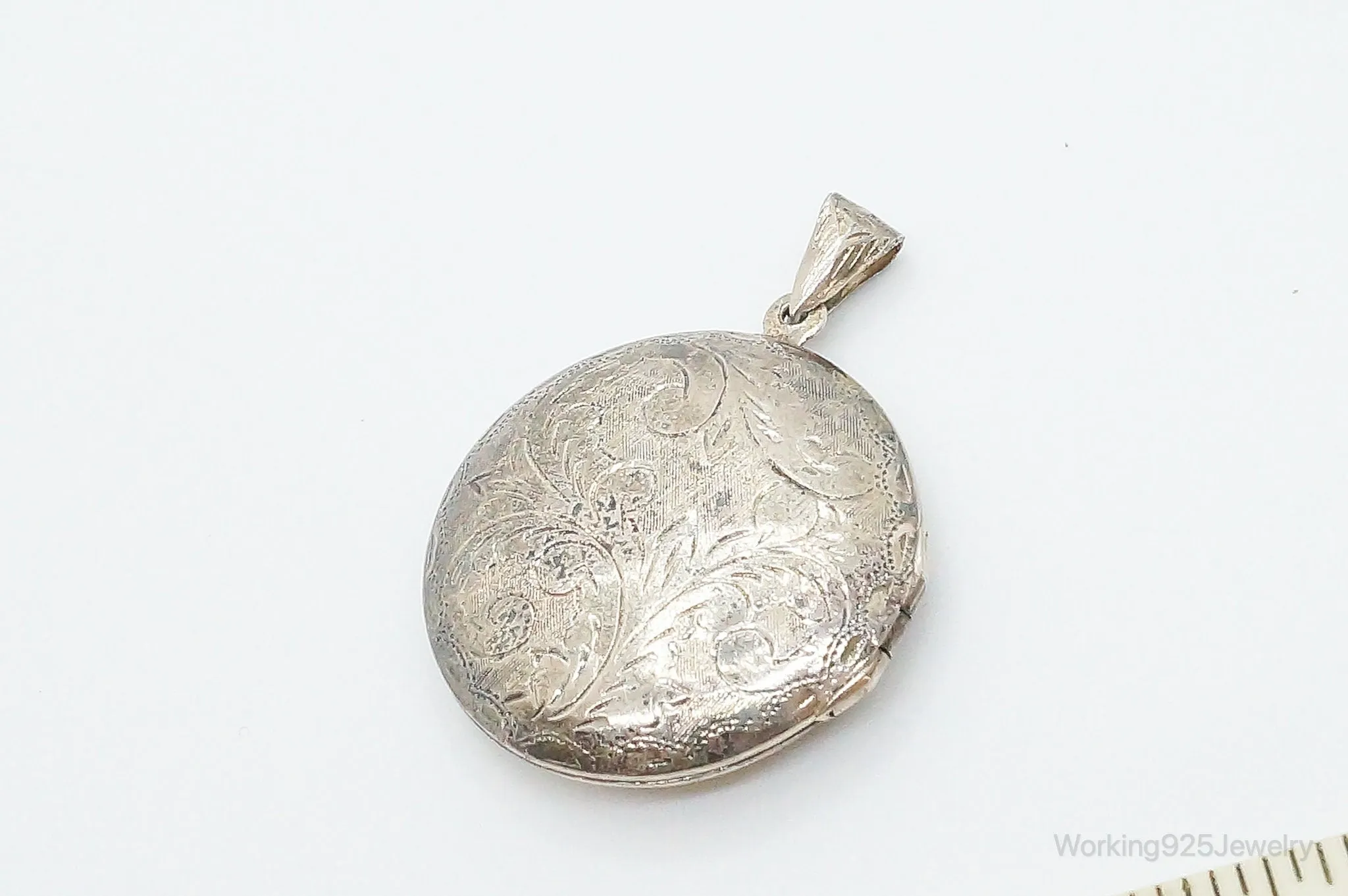 Antique Sterling Silver Secret Picture Locket Necklace Pendant