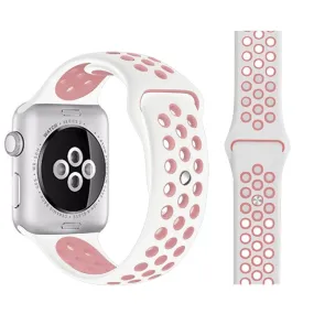 Apple Watch (38/40/SE/41/42mm) To-Farvet Silikone Rem - Hvid / Lyserød