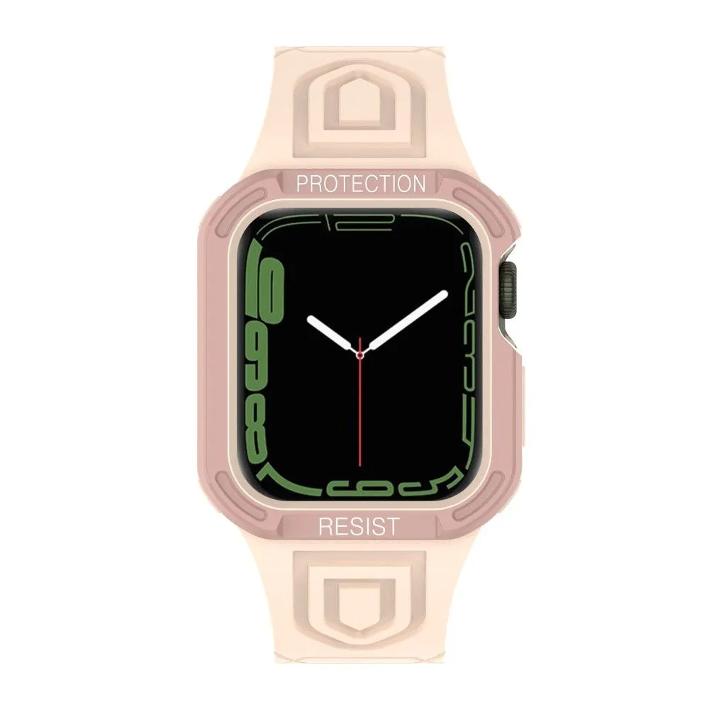 Apple Watch (41mm) color contrast watch strap    protective case - Pink / Rose Gold