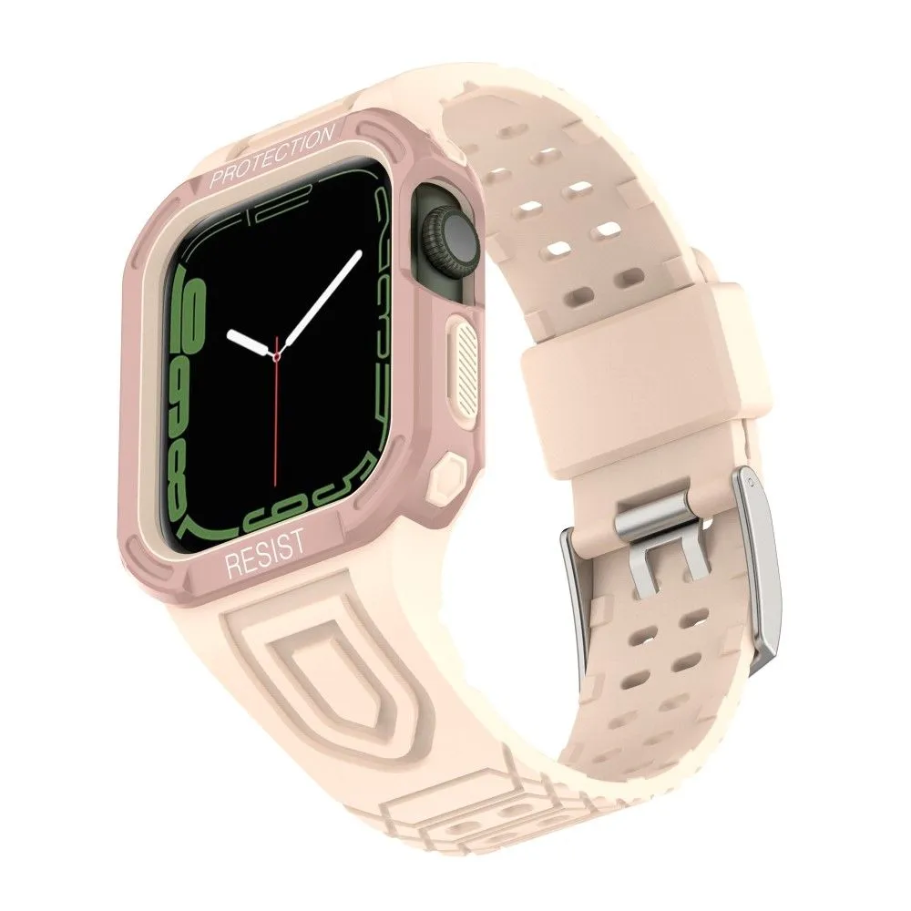 Apple Watch (41mm) color contrast watch strap    protective case - Pink / Rose Gold