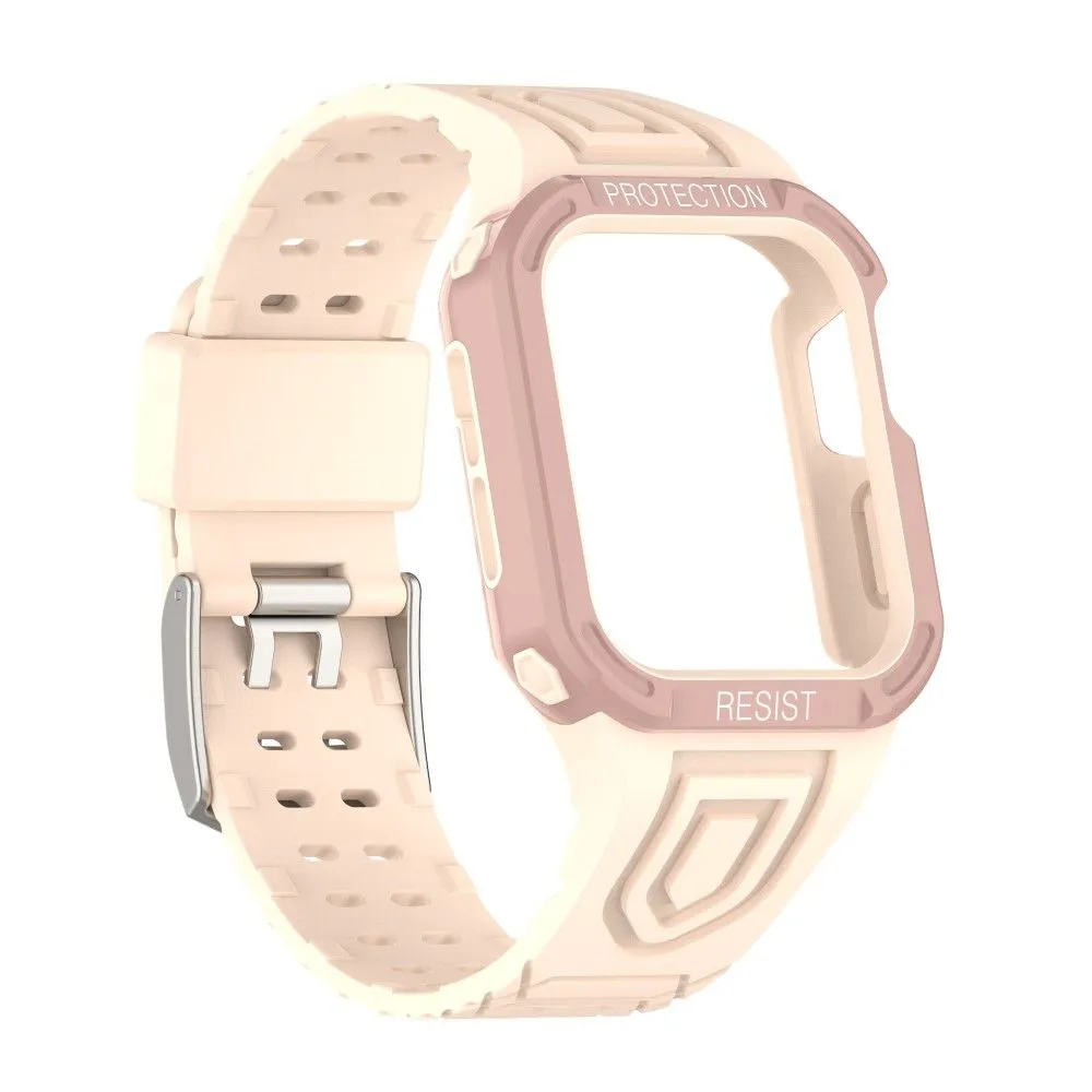 Apple Watch (41mm) color contrast watch strap    protective case - Pink / Rose Gold