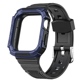 Apple Watch (41mm) dual color TPU cover with watch strap - Black / Dark Blue