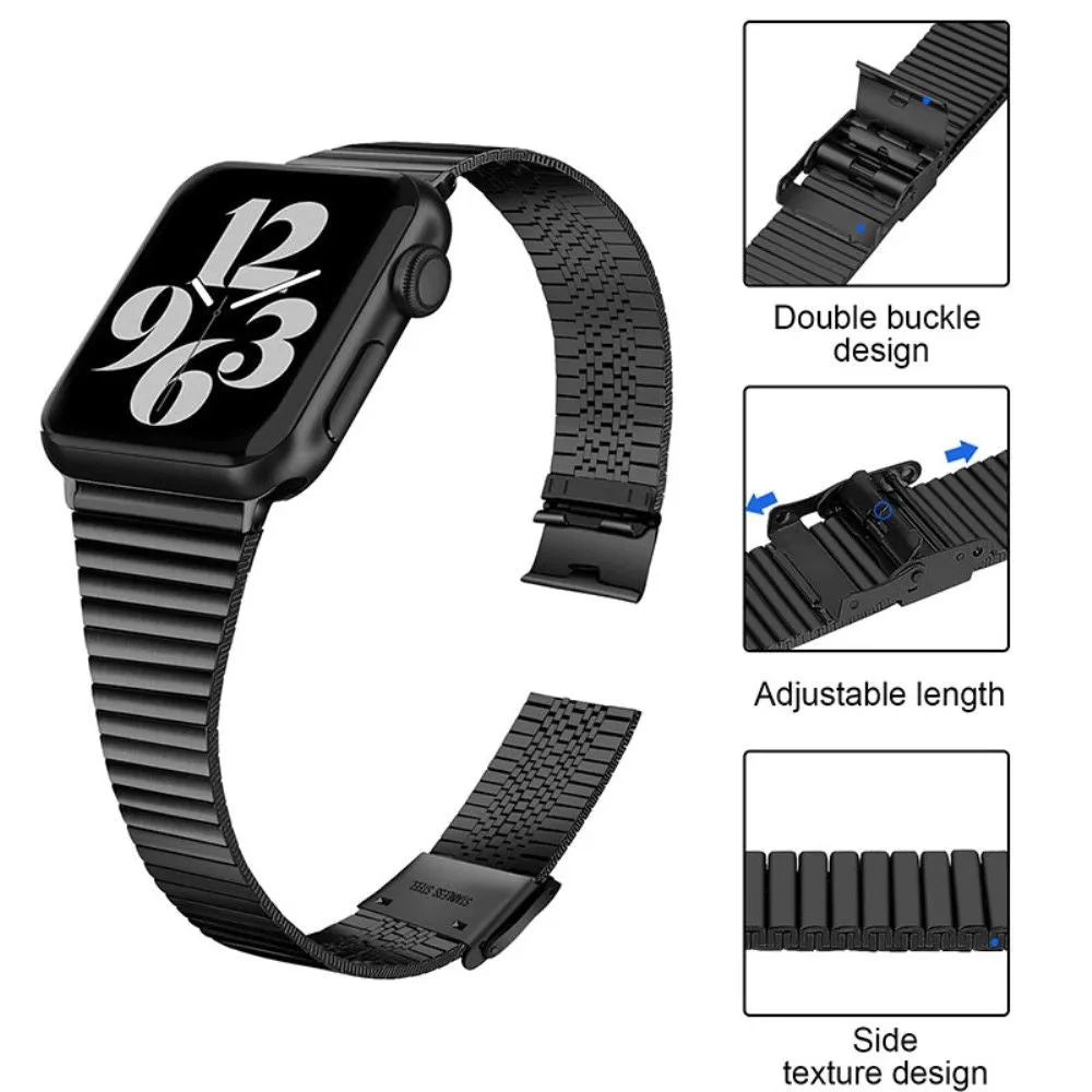 Apple Watch (45mm) stainless steel double buckle watch strap - Black