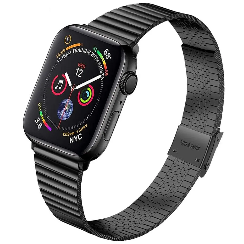 Apple Watch (45mm) stainless steel double buckle watch strap - Black