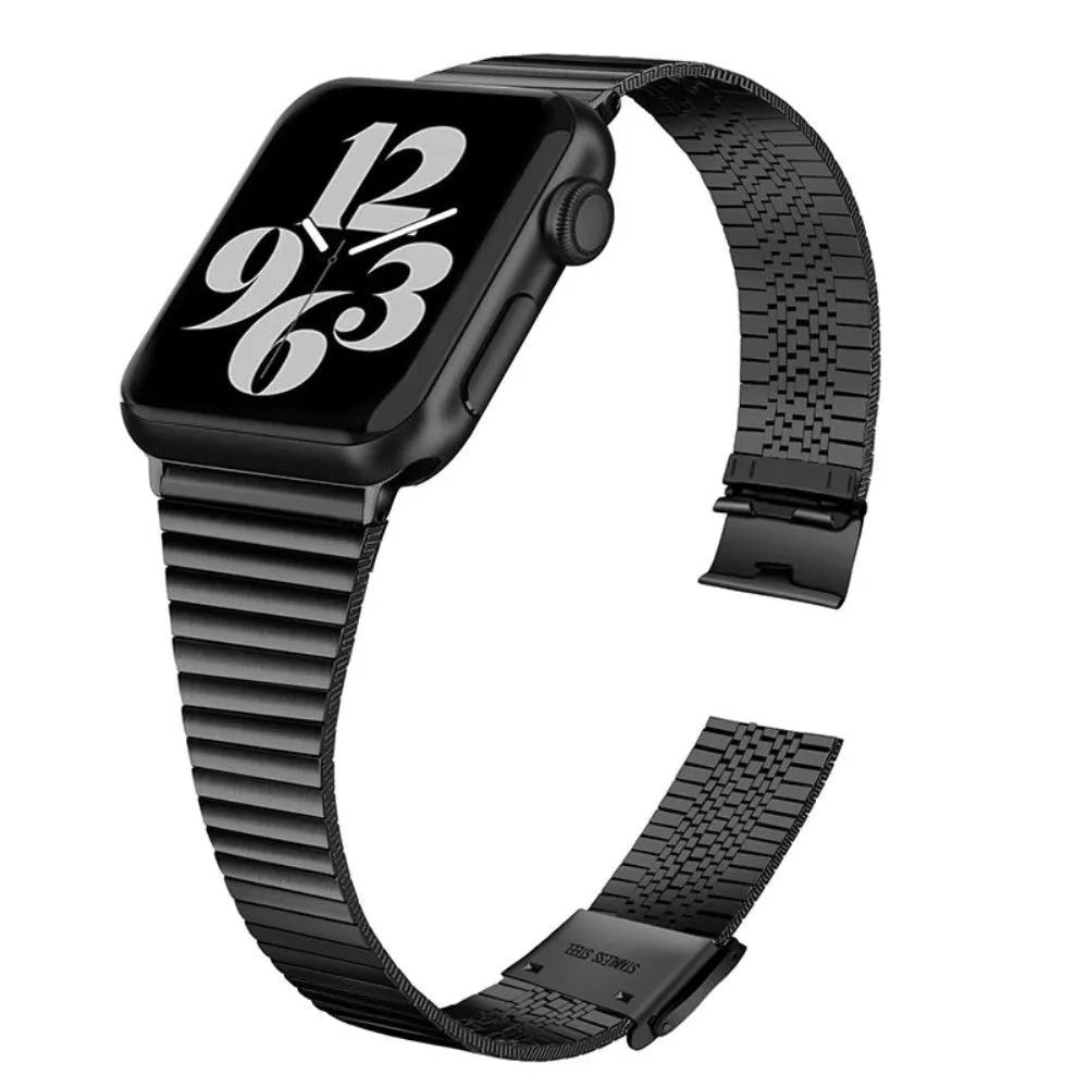 Apple Watch (45mm) stainless steel double buckle watch strap - Black