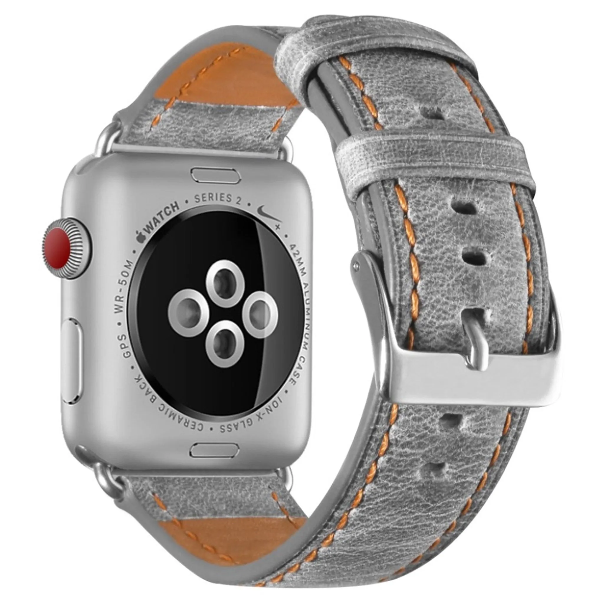 Apple Watch Series 5 44mm cool genuine leather watch band - Grey