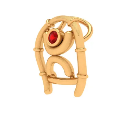 Auspicious 14k Gold Red Gem Pendant For Women  From Pc Chandra Online Exclusive