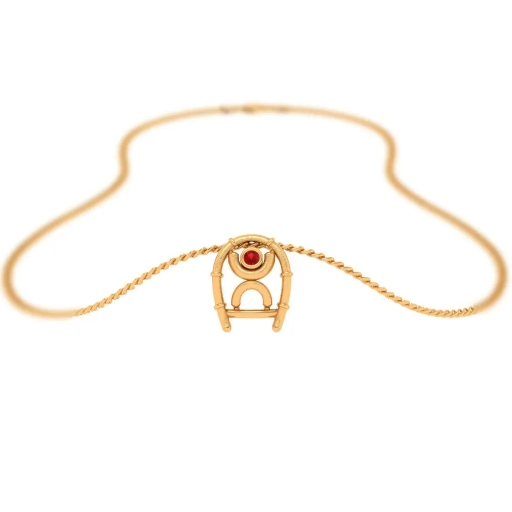 Auspicious 14k Gold Red Gem Pendant For Women  From Pc Chandra Online Exclusive