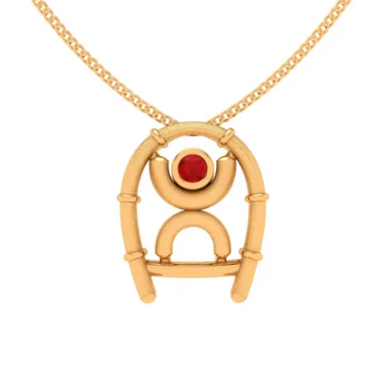 Auspicious 14k Gold Red Gem Pendant For Women  From Pc Chandra Online Exclusive