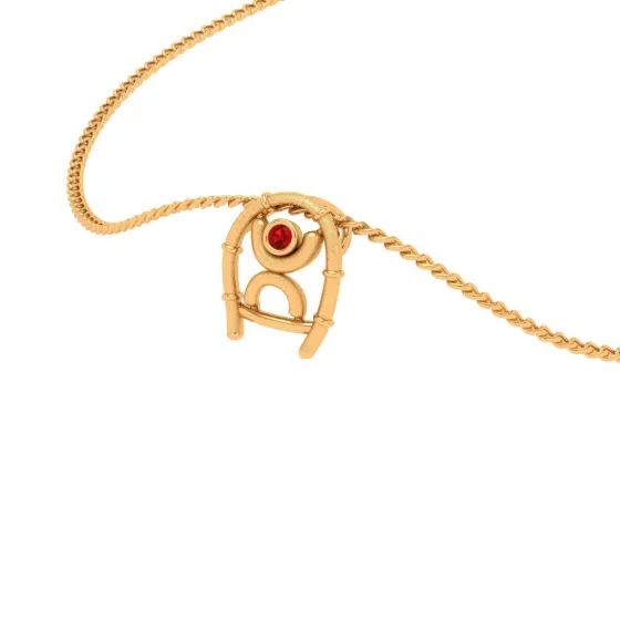 Auspicious 14k Gold Red Gem Pendant For Women  From Pc Chandra Online Exclusive