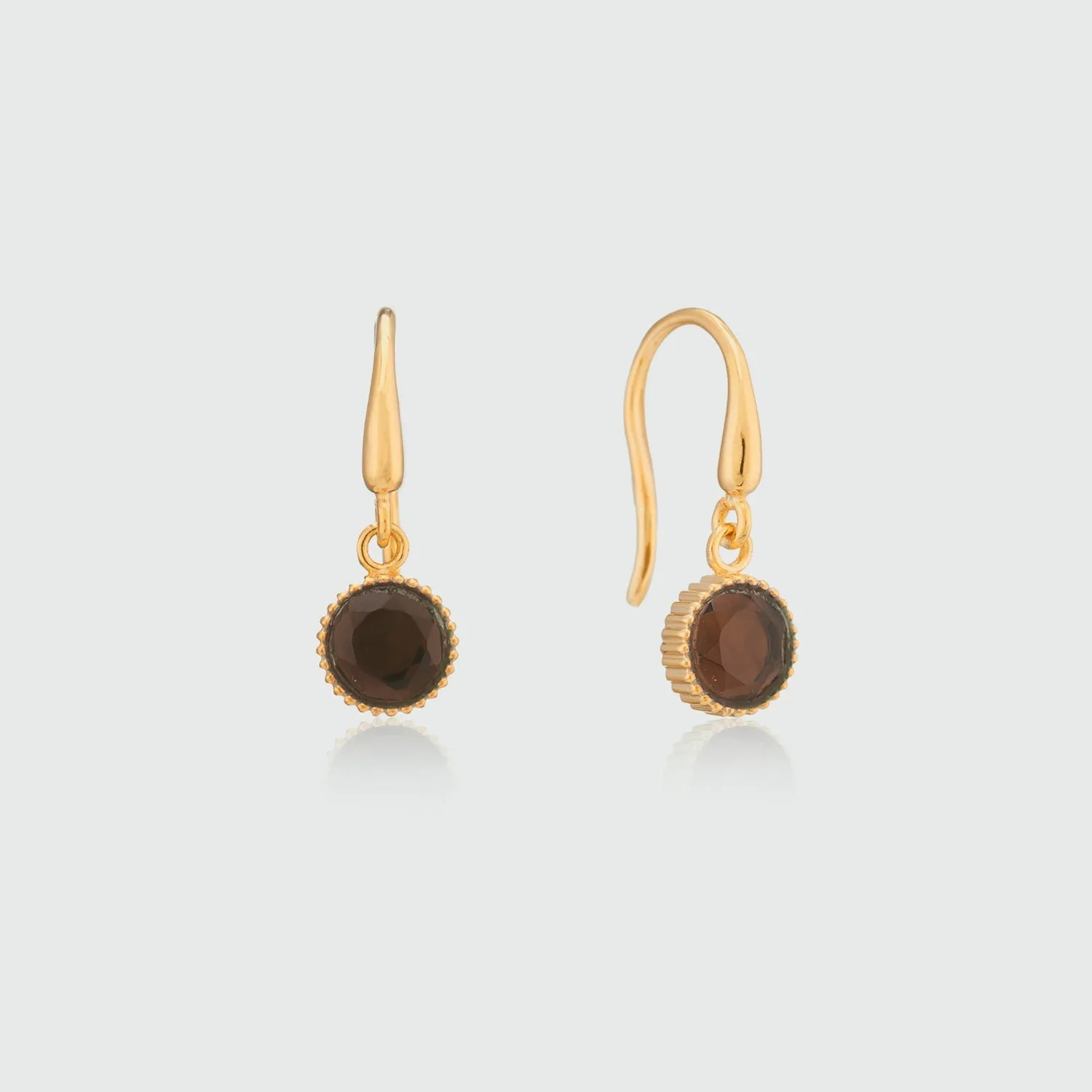 Barcelona November Smokey Quartz Birthstone Hook Earrings