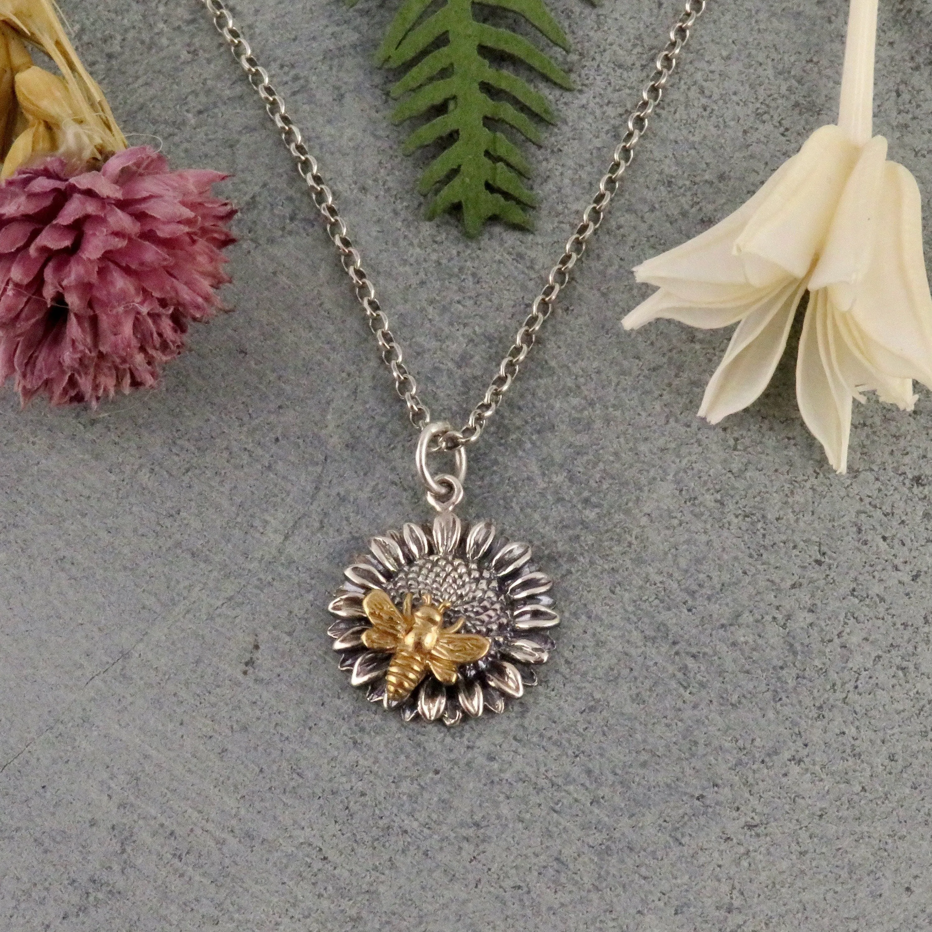 Bee on Sunflower Necklace