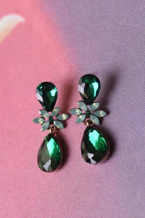 Bejewelled Drop Earrings - Emerald