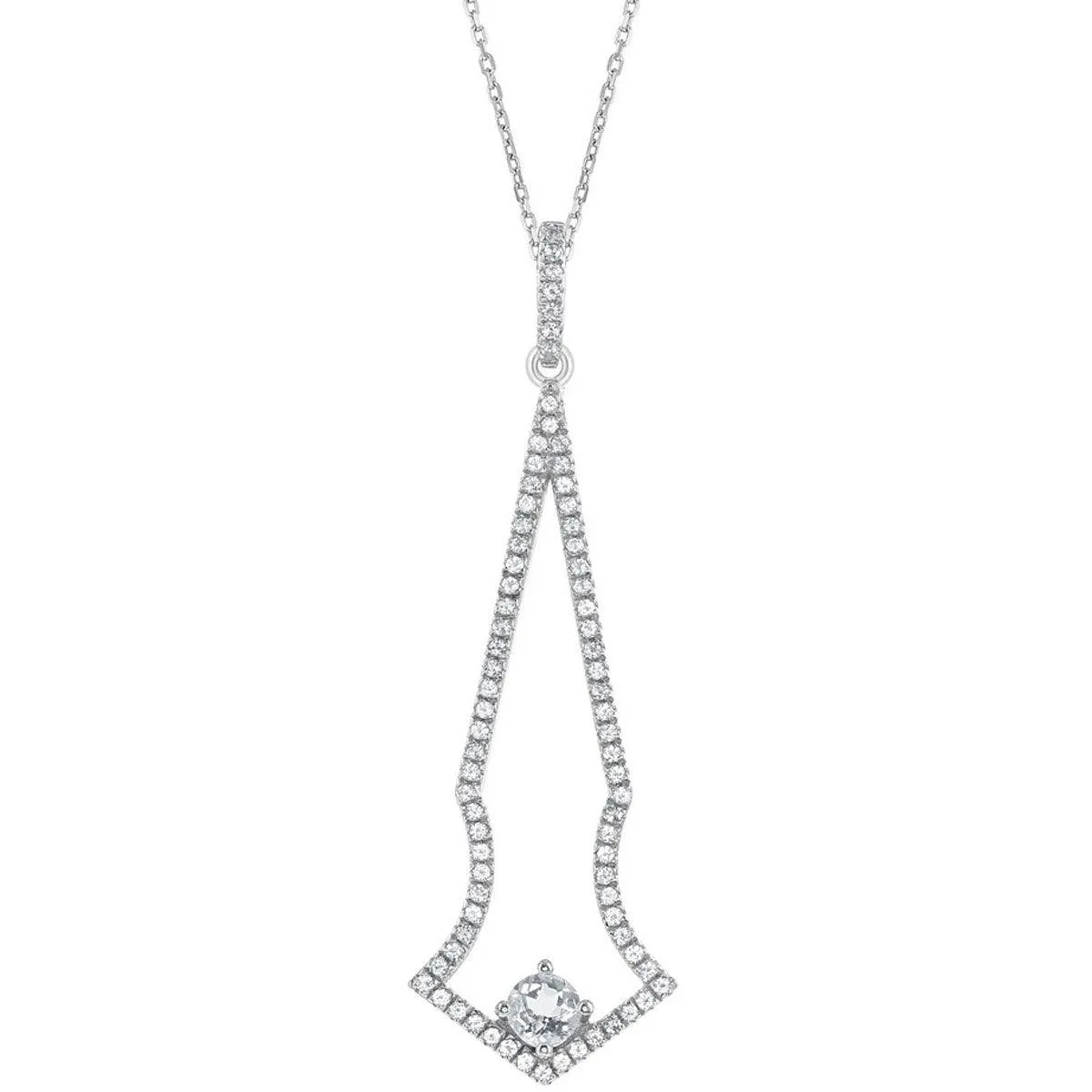 Bellissima Women's Necklace - Sterling Silver Thin Long Open White Topaz | BLK-7534