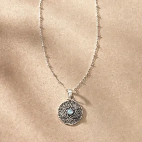 Blue Pistil Medallion Necklace