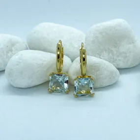 Blue Topaz 8mm Plated Yellow Gold Silver Earrings | Stargaze Collection