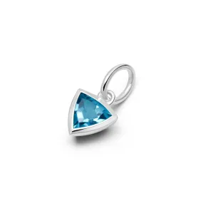 Blue Topaz December Birthstone Charm Pendant Sterling Silver