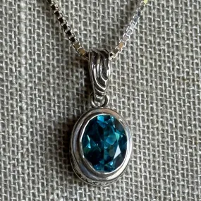 Blue Topaz Pendant Sterling Silver Everyday Jewelry