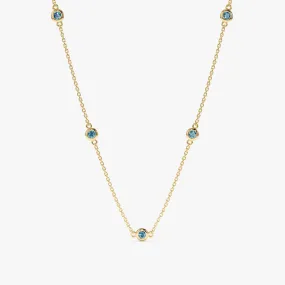 Blue Topaz Station Necklace, Gwen