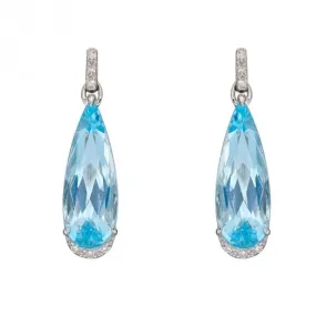 Blue Topaz Teardrop White Gold with Diamonds Earrings GE2385T