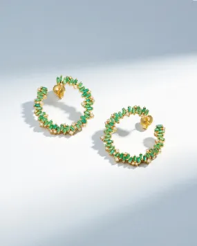 Bold Burst Emerald Sideways Midi Hoops