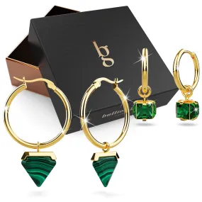 Boxed 2 Pairs of Gorgeous Natalie Earrings Set in Gold