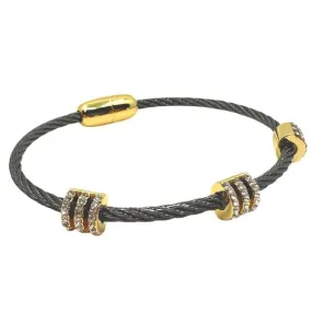 Cable Magnetic Bracelet: Black and Gold Findings (BXG4005)