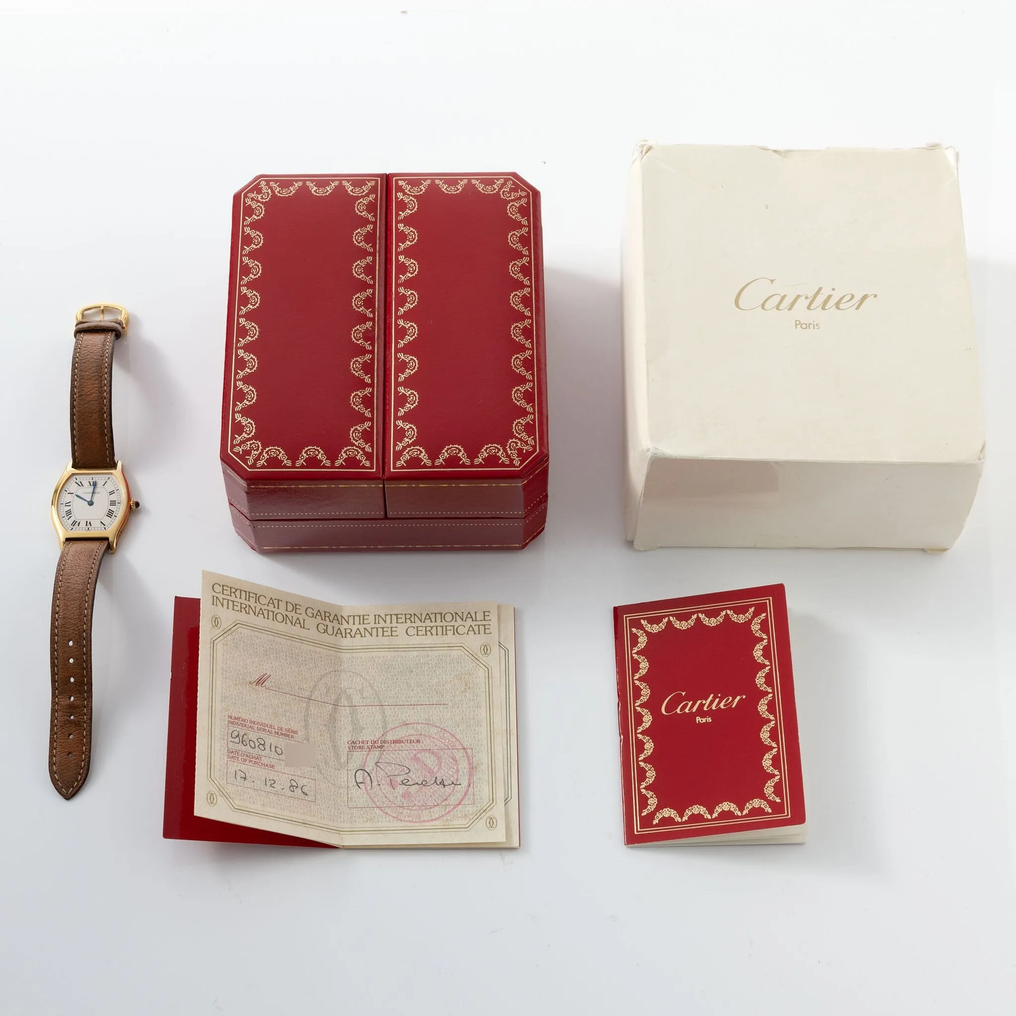 Cartier Tortue Ultra Thin 18kt Yellow Gold Box and Papers