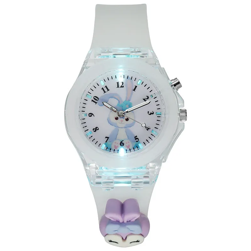 Cartoon Colorful Flashing Light Luminous Watch Doll Silicone Electronic Watch