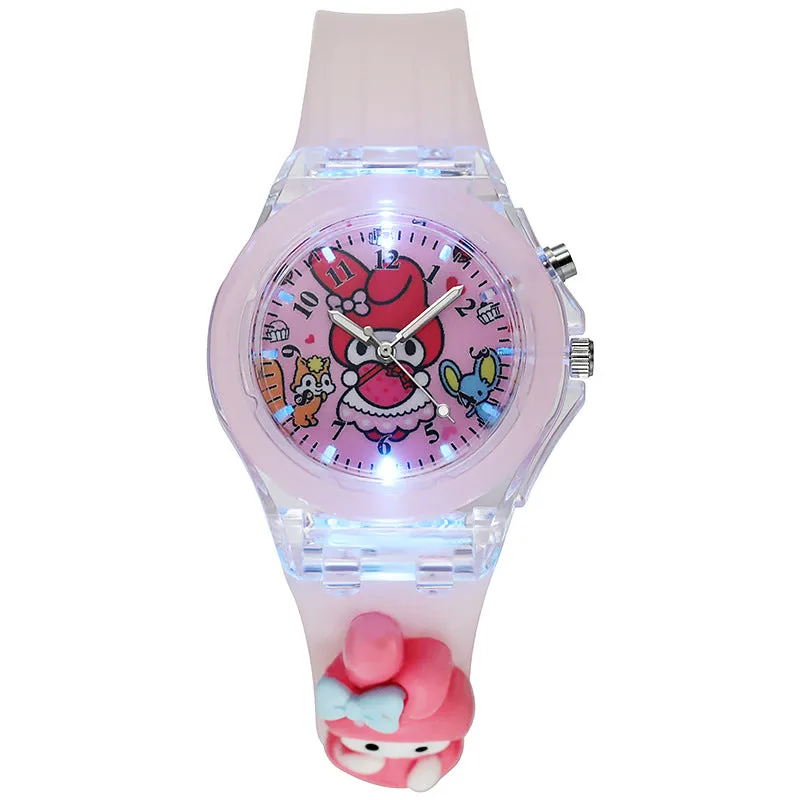 Cartoon Colorful Flashing Light Luminous Watch Doll Silicone Electronic Watch