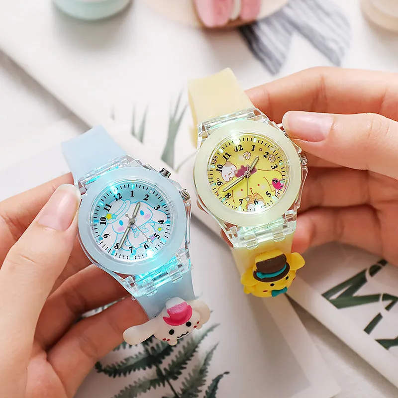 Cartoon Colorful Flashing Light Luminous Watch Doll Silicone Electronic Watch