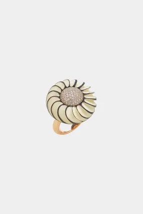 Celluliod Button Ring, Cream