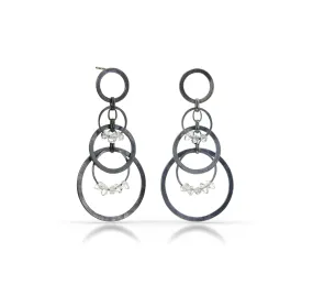 Circle Bunches Earrings with Herkimer Quartz - small