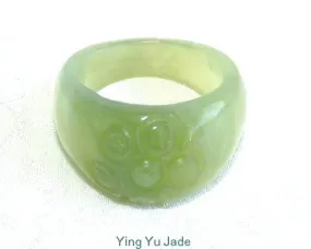 Classic Chinese Jade "Flower" Ring Size 6