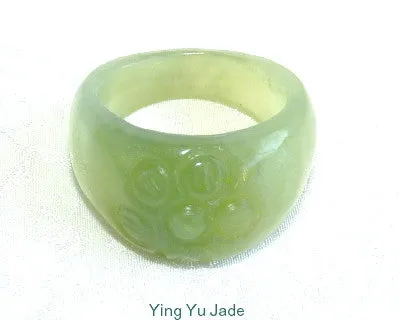 Classic Chinese Jade "Flower" Ring Size 6