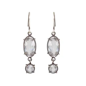 Clear Quartz Oval & Round Earrings