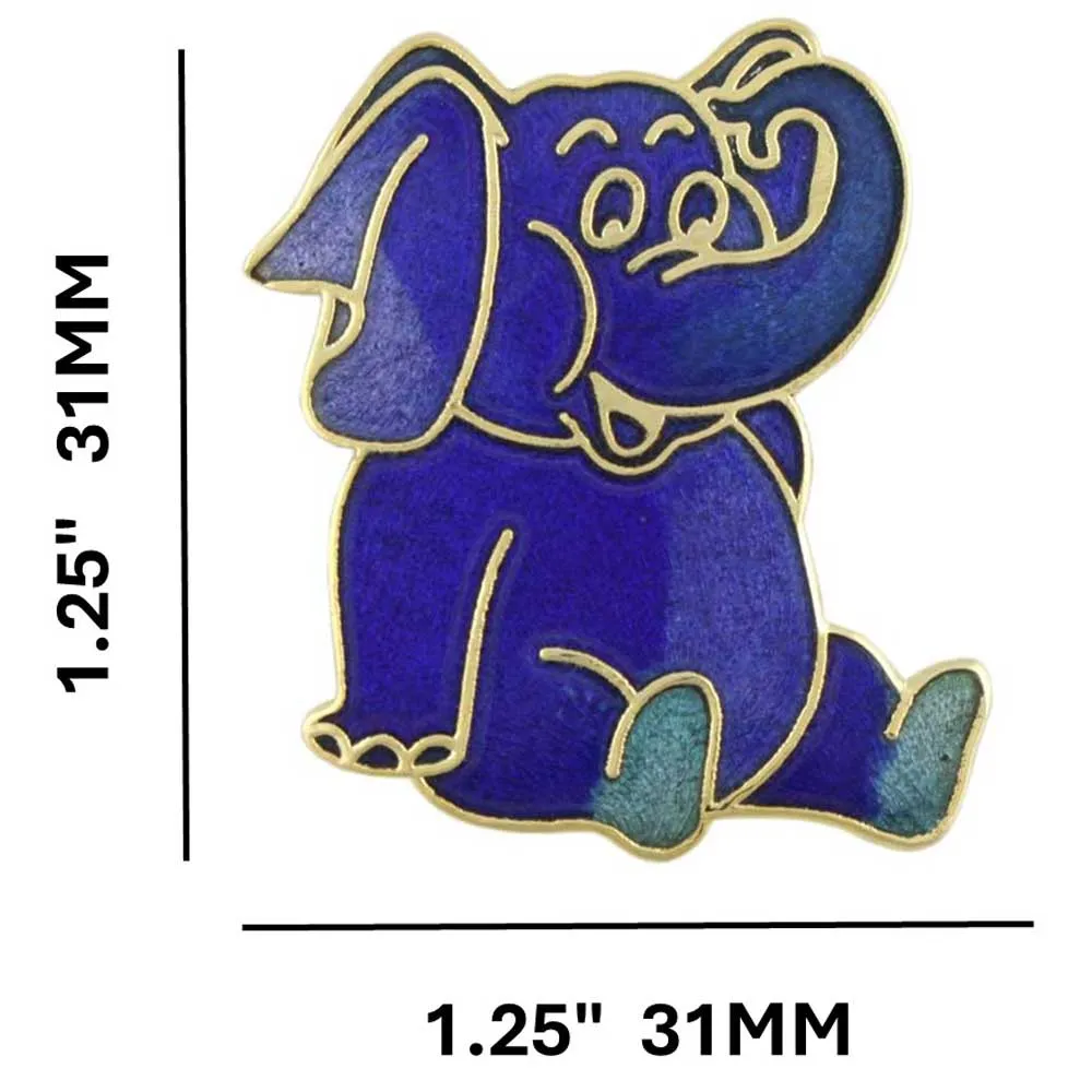 Cloisonne Dark and Light Blue Elephant Brooch Pin - CP83BL