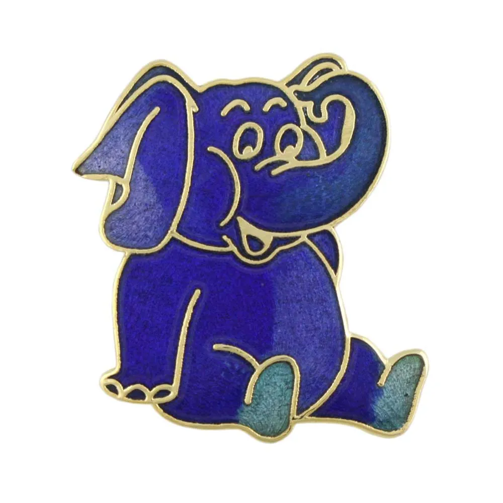 Cloisonne Dark and Light Blue Elephant Brooch Pin - CP83BL