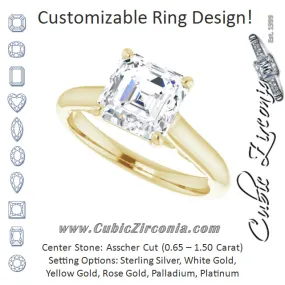 Cubic Zirconia Engagement Ring- The Adelaide (Customizable Asscher Cut Cathedral Solitaire with Two-Tone Option Decorative Trellis 'Down Under')