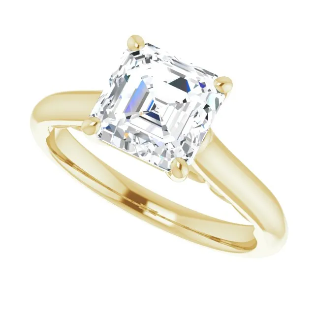 Cubic Zirconia Engagement Ring- The Adelaide (Customizable Asscher Cut Cathedral Solitaire with Two-Tone Option Decorative Trellis 'Down Under')