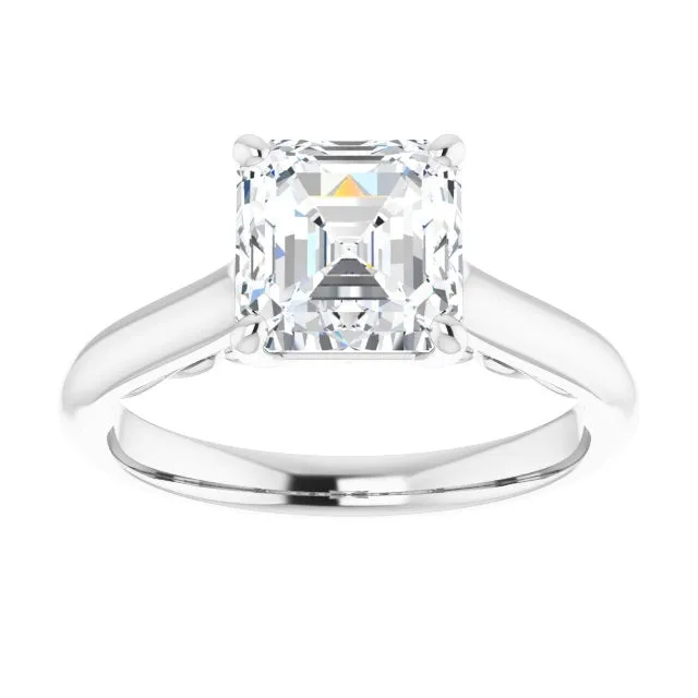 Cubic Zirconia Engagement Ring- The Adelaide (Customizable Asscher Cut Cathedral Solitaire with Two-Tone Option Decorative Trellis 'Down Under')