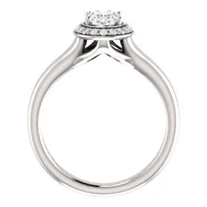 Cubic Zirconia Engagement Ring- The Bebi (Customizable Cathedral-Halo Oval Cut Design with Wide Split Band)