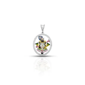 Dazzling Dwarkadhish Krishna Pendant in Silver with CZ Stones