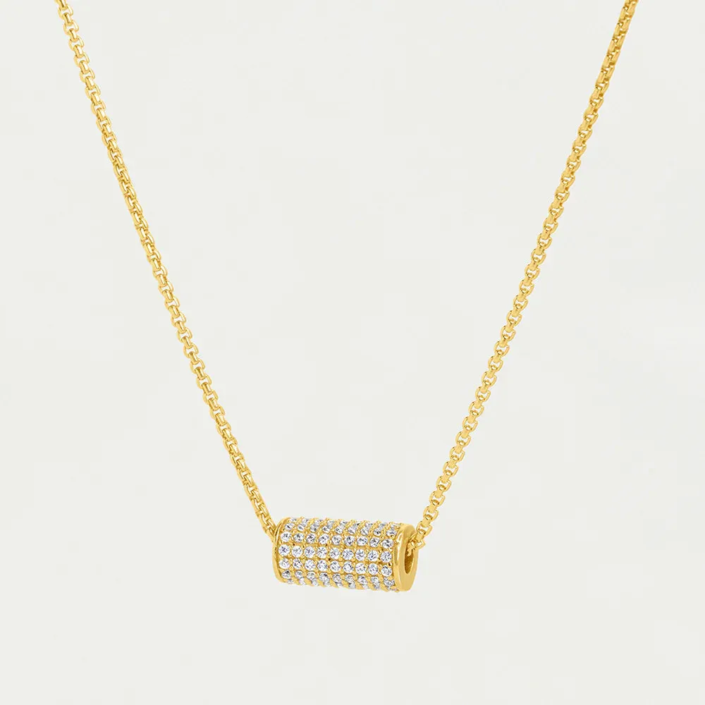 Dean Davidson Petite Pave Mini Tube Necklace in Wht Topaz/Gold