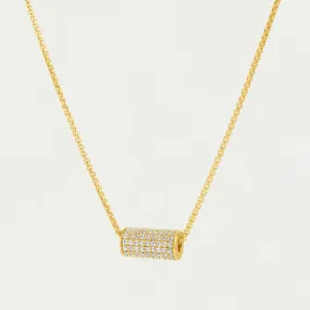 Dean Davidson Petite Pave Mini Tube Necklace in Wht Topaz/Gold