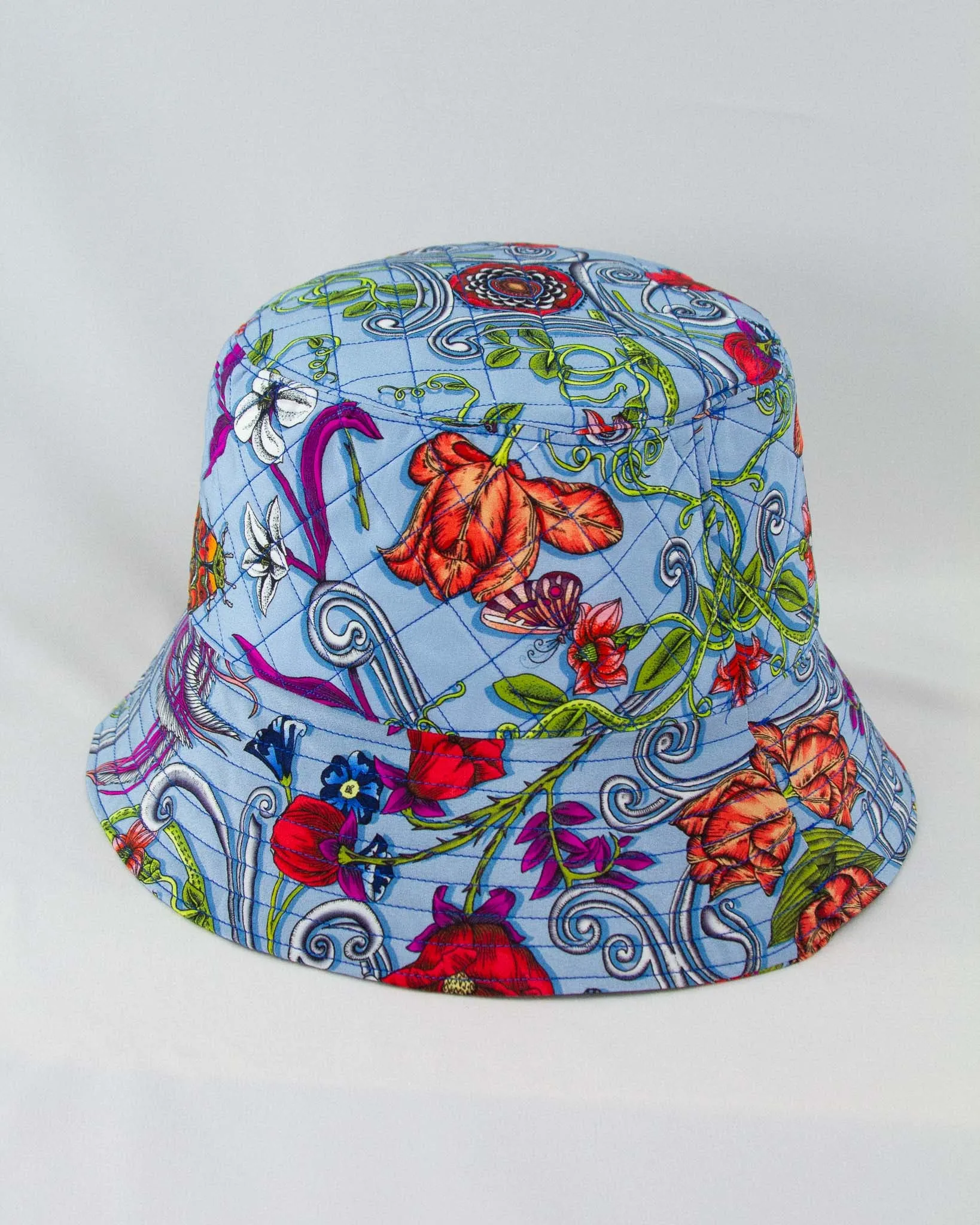 Delany Blue Silk Bucket Hat