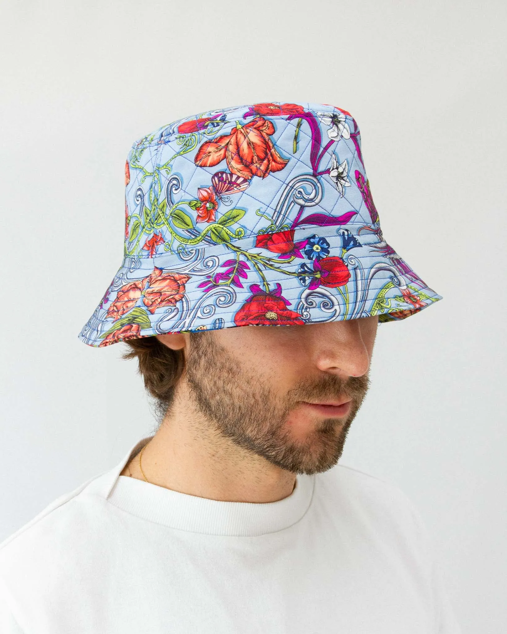 Delany Blue Silk Bucket Hat