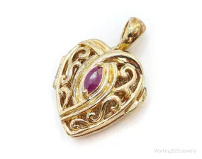 Designer Ross Simons Ruby Heart Gold Vermeil Sterling Silver Locket Pendant