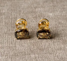 DFS 14KYG Citrine & Smokey Quartz Earrings