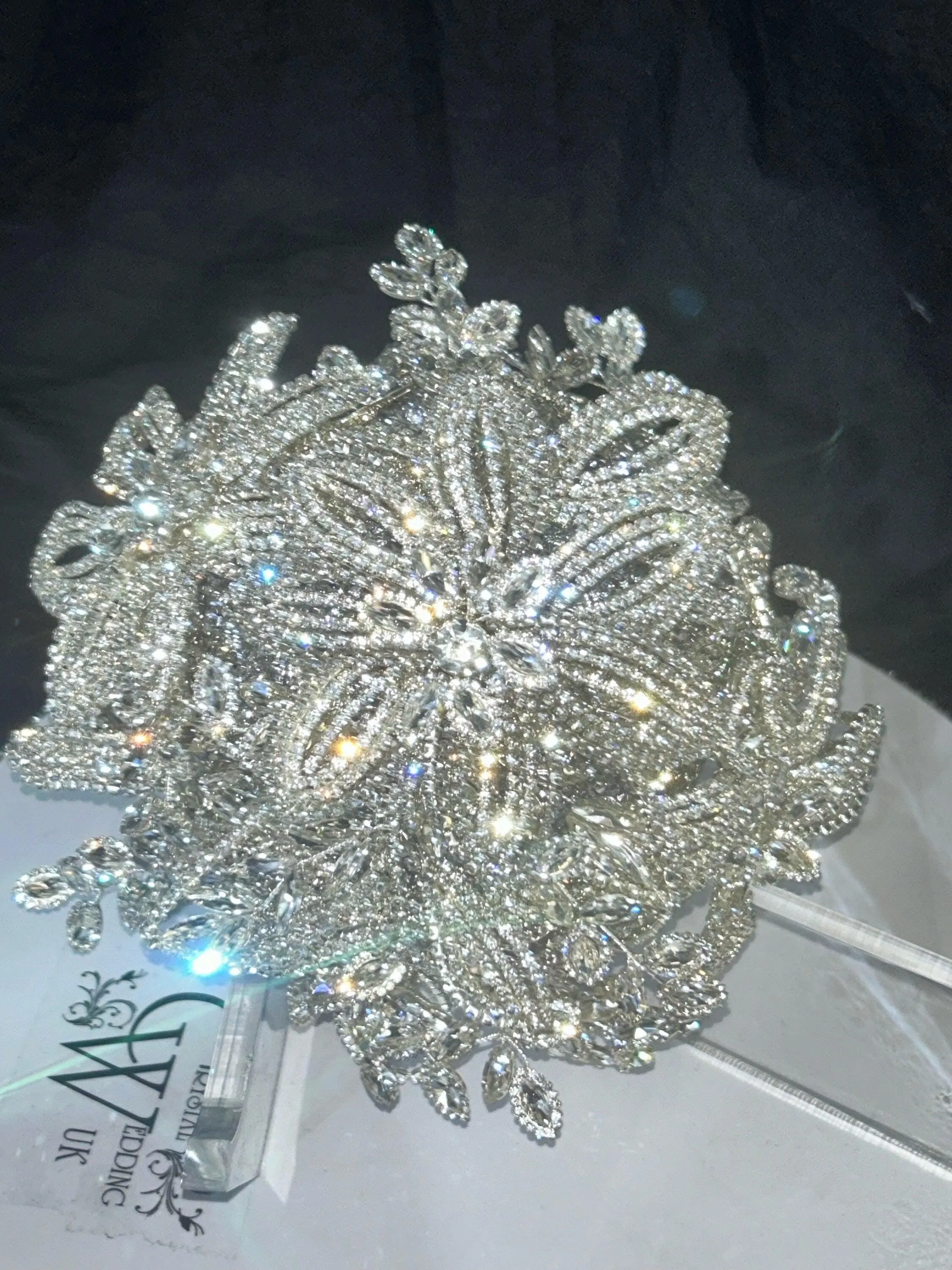 Diamante bouquet 10" x 14" brooch Jewel rhinestone crystal wedding bouquet Crystal Bridal Bouquet, cascade bouquet by Crystal wedding uk